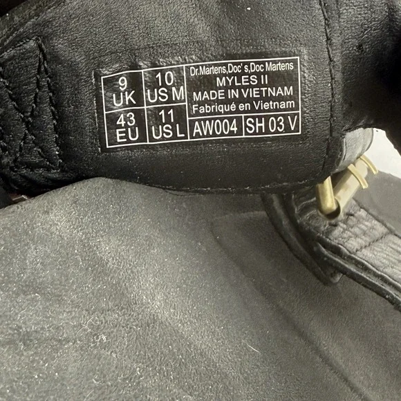 Dr. Martens Myles II Sandals 11 Womens Black Leather Platform Brass Mens 10 - Picture 9 of 12